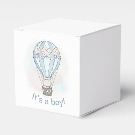 Whimsical heteluchtballon baby shower gunstbox bedankdoosjes (Voorkant Zijde)