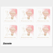 Whimsical heteluchtballon omhoog en weg Baby showe Vierkante Sticker (Vel)