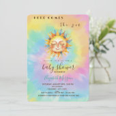 Whimsical hier komt de Sun Tie Dye Baby shower Kaart (Staand voorkant)