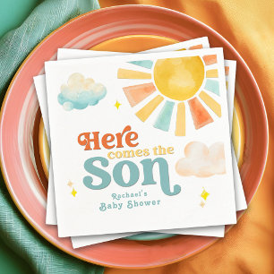 Whimsical Hier Komt de Zoon Baby Shower Servet