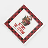 Whimsical highland cow buffalo holiday napkins servet (Hoek)