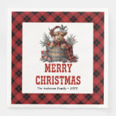 Whimsical highland cow holiday napkins buffalo  servet (Voorkant)