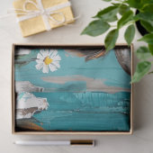 Whimsical Highland Koe Daisy Blue Barn Decoupage Tissuepapier (Geschenk)