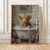 Whimsical Highland Koe in Bubble Bath Wall Art Poster
