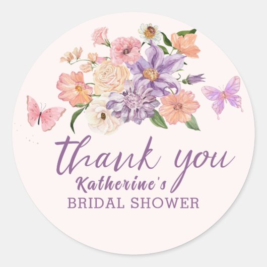 Whimsical hij geeft me vlinders bruidsfeest ronde sticker (Voorkant)