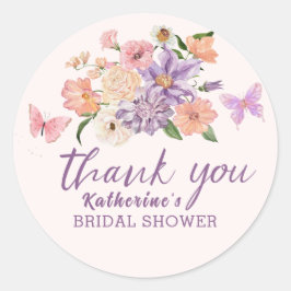 Whimsical hij geeft me vlinders bruidsfeest ronde sticker