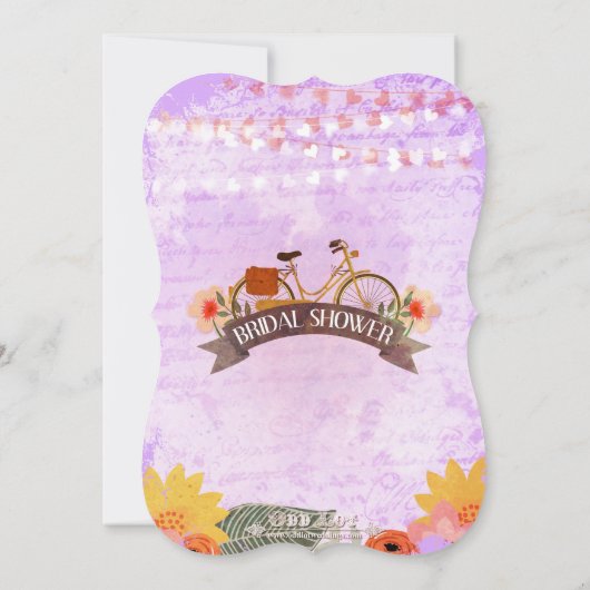 Whimsical Hipster Bicycle Bridal Shower Invitation Kaart (Achterkant)