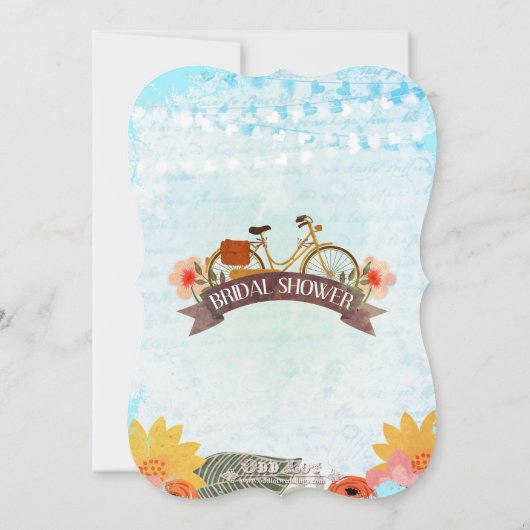 Whimsical Hipster Bicycle Bridal Shower Invitation Kaart (Achterkant)