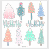 Whimsical Ho Ho Ho Kerstbomen Stickers (Vel)