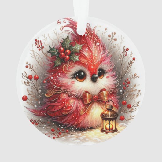 Whimsical Holiday Bird with Lantern  Ornament (achterkant)