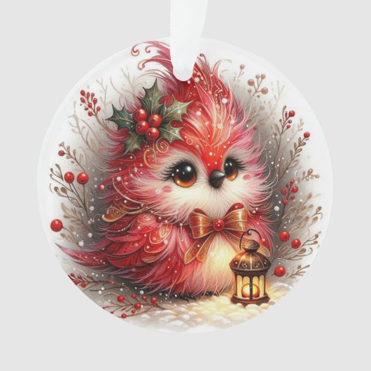 Whimsical Holiday Bird with Lantern  Ornament (voorkant)