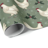 Whimsical Holiday Chicken Flat Sheet Holiday Cadeaupapier (Rol Hoek)
