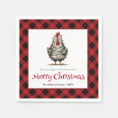 Whimsical holiday chickens napkins name editable servet (Voorkant)