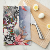 Whimsical Holiday Christmas Gnome keukenhanddoek (Quarter Fold)