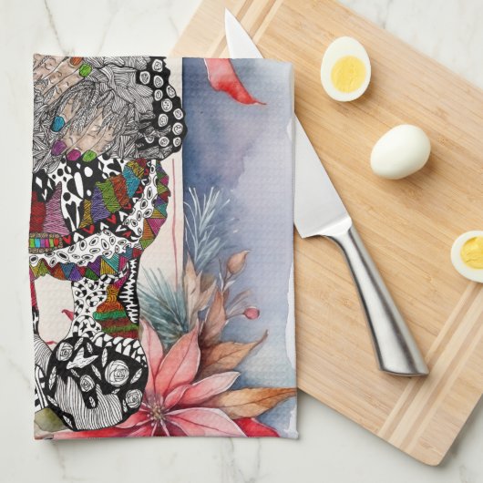 Whimsical Holiday Christmas Gnome keukenhanddoek (Quarter Fold)