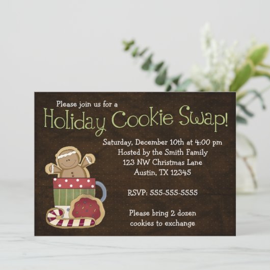Whimsical Holiday Cookie Swap-uitnodigingen Kaart (Staand voorkant)