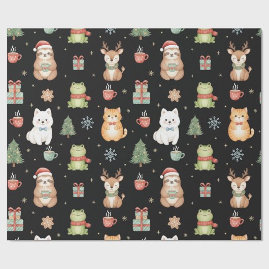 Whimsical Holiday Critters Festive Gift Wrap Cadeaupapier (Vlak)