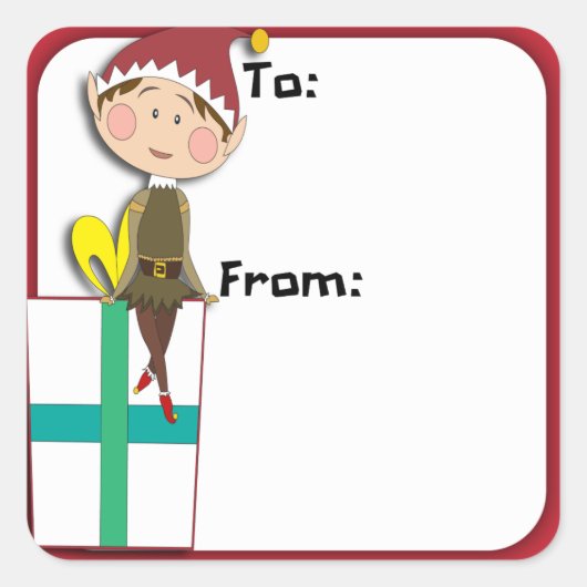 Whimsical Holiday Elf Gift Label Sticker (Voorkant)