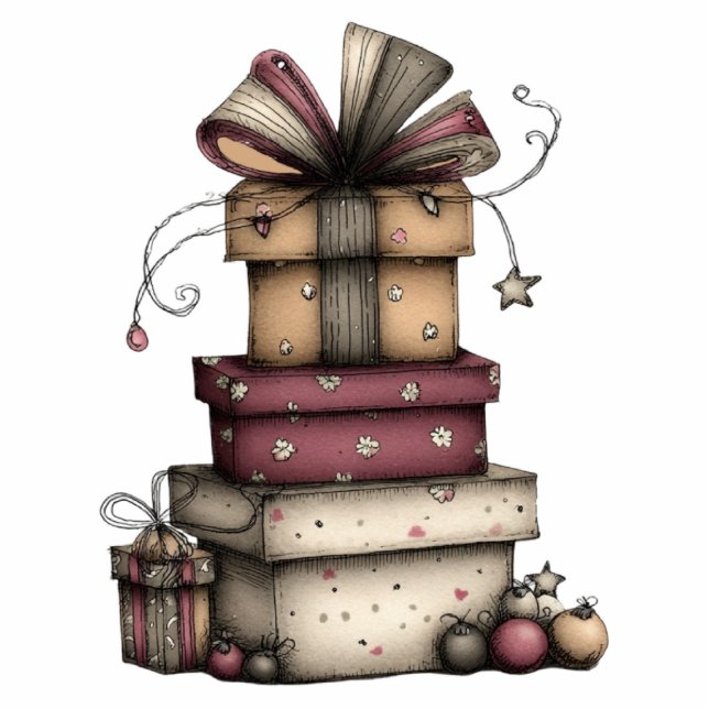 Whimsical Holiday Gift Tower Staand Fotobeeldje (Voorkant)