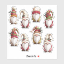 Whimsical Holiday Gnome Sticker Blad