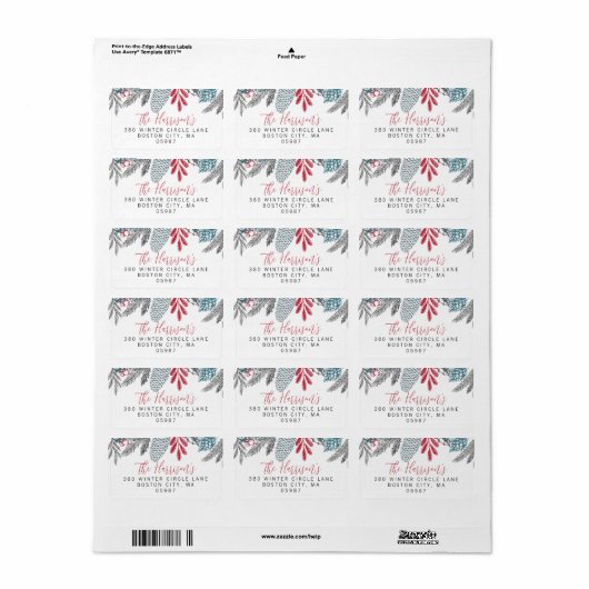 Whimsical Holiday Greenery Adres Etiket (Full Sheet)