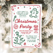 Whimsical Holiday Hand getrokken kerstfeest Kaart
