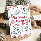 Whimsical Holiday Hand getrokken kerstfeest Kaart