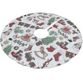  Whimsical Holiday Icons in Red, Green & Cocoa Kerstboom Rok (Gekanteld)