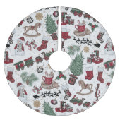  Whimsical Holiday Icons in Red, Green & Cocoa Kerstboom Rok (Voorkant)