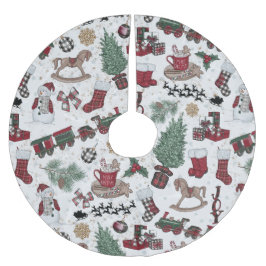  Whimsical Holiday Icons in Red, Green & Cocoa Kerstboom Rok