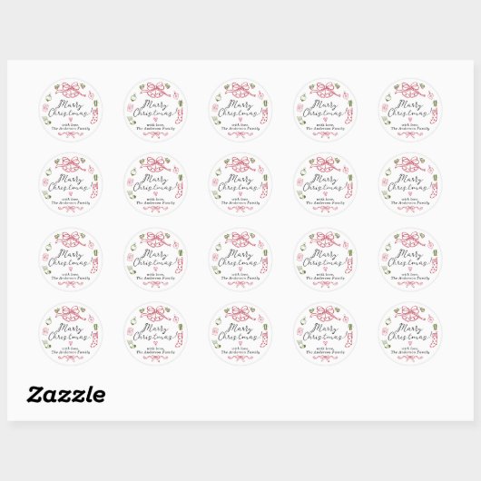 Whimsical Holiday Icons met rood groen design Ronde Sticker (Vel)