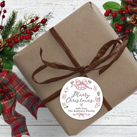 Whimsical Holiday Icons met rood groen design Ronde Sticker