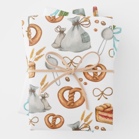 Whimsical Holiday Jolly kerstbakkerij Gnomes Inpakpapier Vel (In situ)