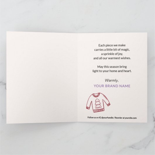 Whimsical Holiday Joy Small Business Kerstmis Bedankkaart (Binnen)