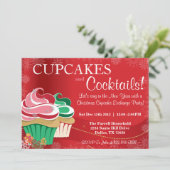 Whimsical Holiday Kerstcupcake Exchange Party Kaart (Staand voorkant)