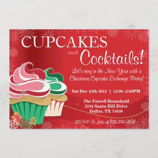 Whimsical Holiday Kerstcupcake Exchange Party Kaart