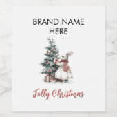 Whimsical Holiday Labels | [Your Brand Name] Wijn Etiket (Enkel label)