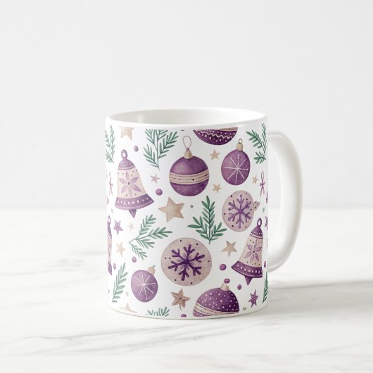 Whimsical Holiday Mug – Purple Bell Design Koffiemok (Voorkant rechts)