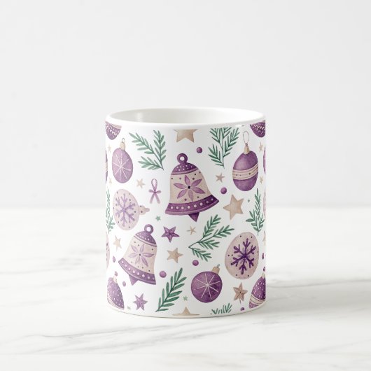 Whimsical Holiday Mug – Purple Bell Design Koffiemok (Center)