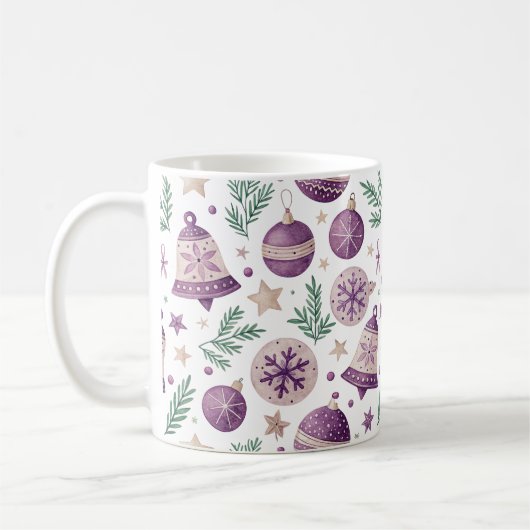 Whimsical Holiday Mug – Purple Bell Design Koffiemok (Links)