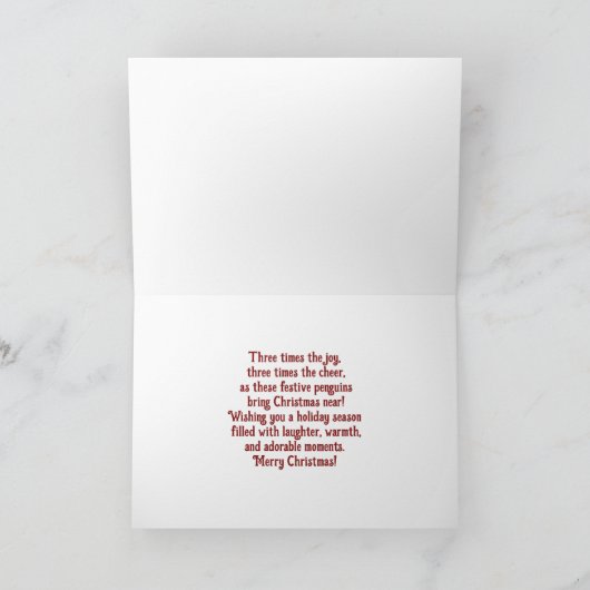 Whimsical Holiday Pinguin Trio Kaart (Binnen)