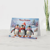Whimsical Holiday Pinguin Trio Kaart (Voorkant)
