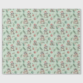 Whimsical Holiday Raccoon Wrapping Paper Cadeaupapier (Vlak)