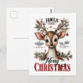 Whimsical Holiday Reindeer Briefkaart (Voorkant / Achterkant)