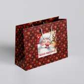 Whimsical Holiday Santa and Red Nose Rudolph Bag Groot Cadeauzakje