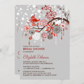 Whimsical Holiday Snow Bridal Shower Invitation Kaart (Voorkant / Achterkant)