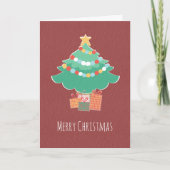 Whimsical Holiday Tree Kaart met Cadeaus en wensen (Voorkant)