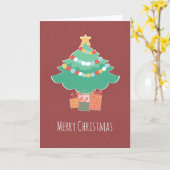 Whimsical Holiday Tree Kaart met Cadeaus en wensen (Gele Bloem)