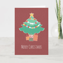 Whimsical Holiday Tree Kaart met Cadeaus en wensen