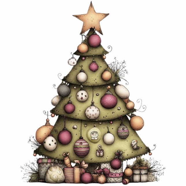 Whimsical Holiday Tree Staand Fotobeeldje (Voorkant)